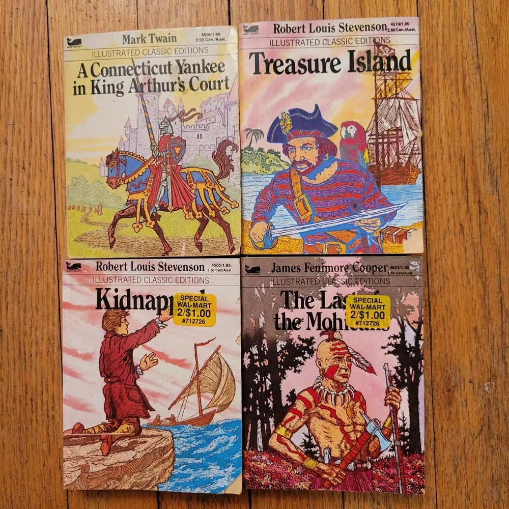 4 Vintage Moby Books‎ Illustrated Classic Editions Treasure Island Kidnapped